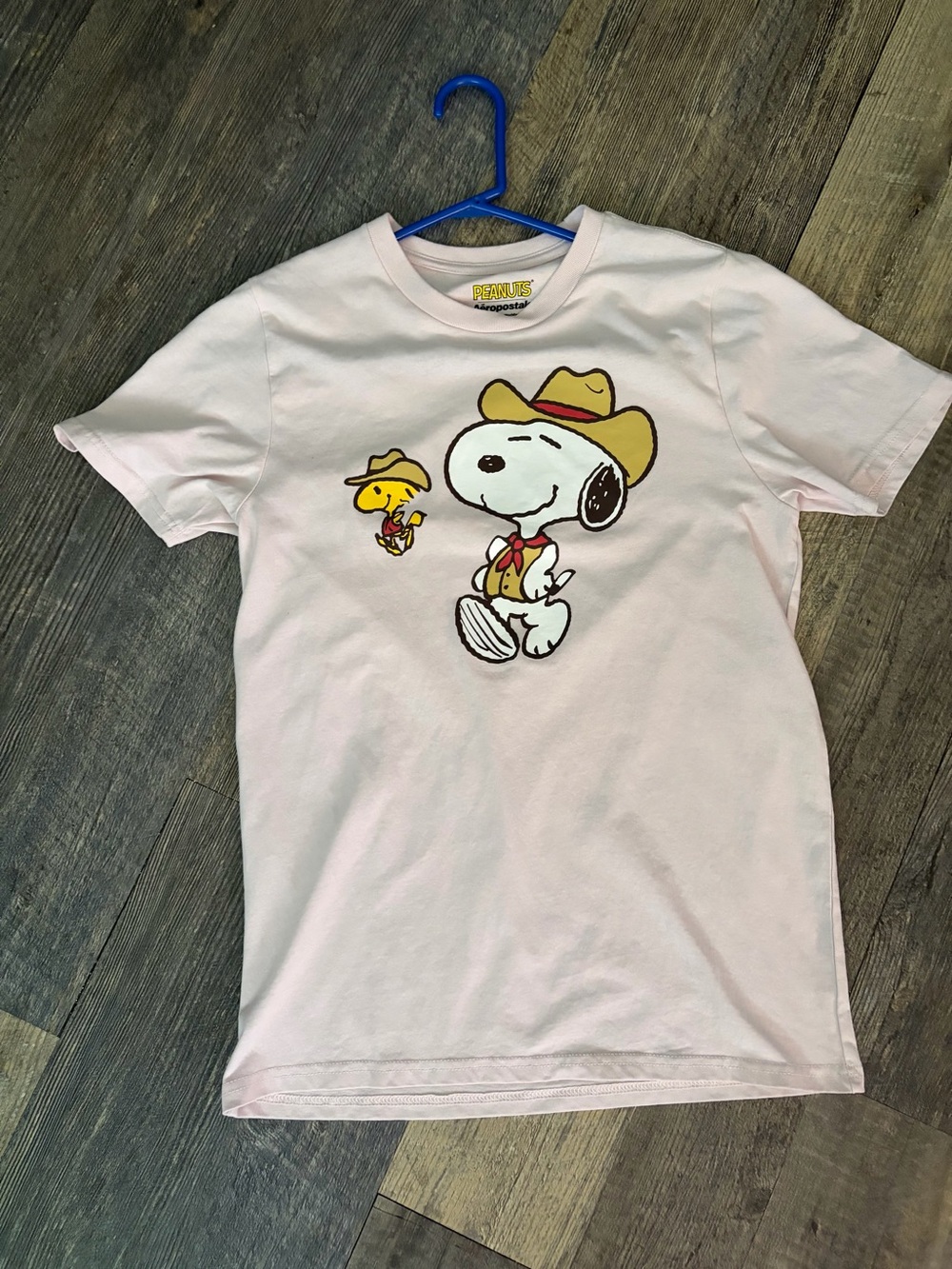 Aeropostale Peanuts Logo Tee - White with Yellow & Black Print